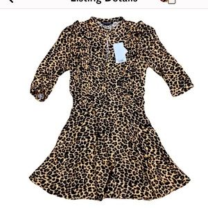 Zadig & Voltaire Remo Leo Leopard Button Down Flare Ruffle Dress XS NWOT